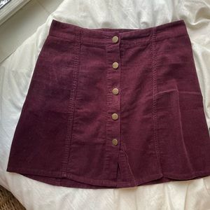 Maroon Corduroy Button Up Skirt